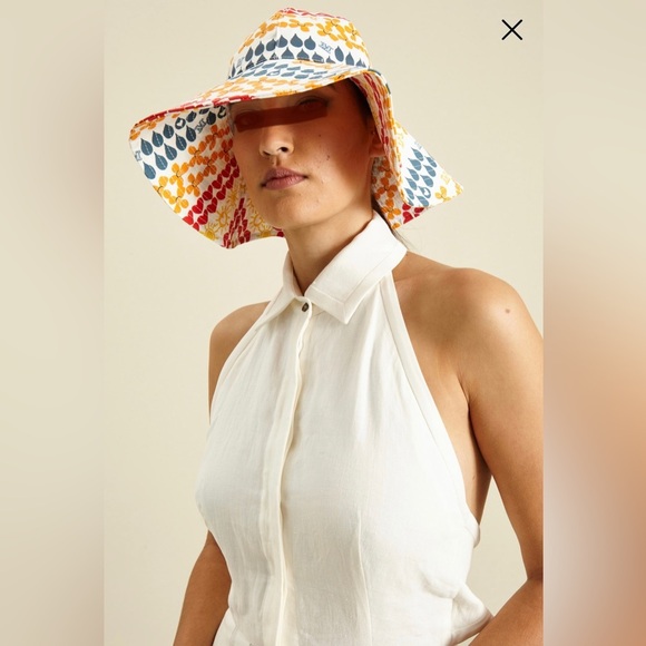 MAXMARA Label-cut Printed Logo Sun Hat Size:57 S/M Spring /Summer - Picture 3 of 12